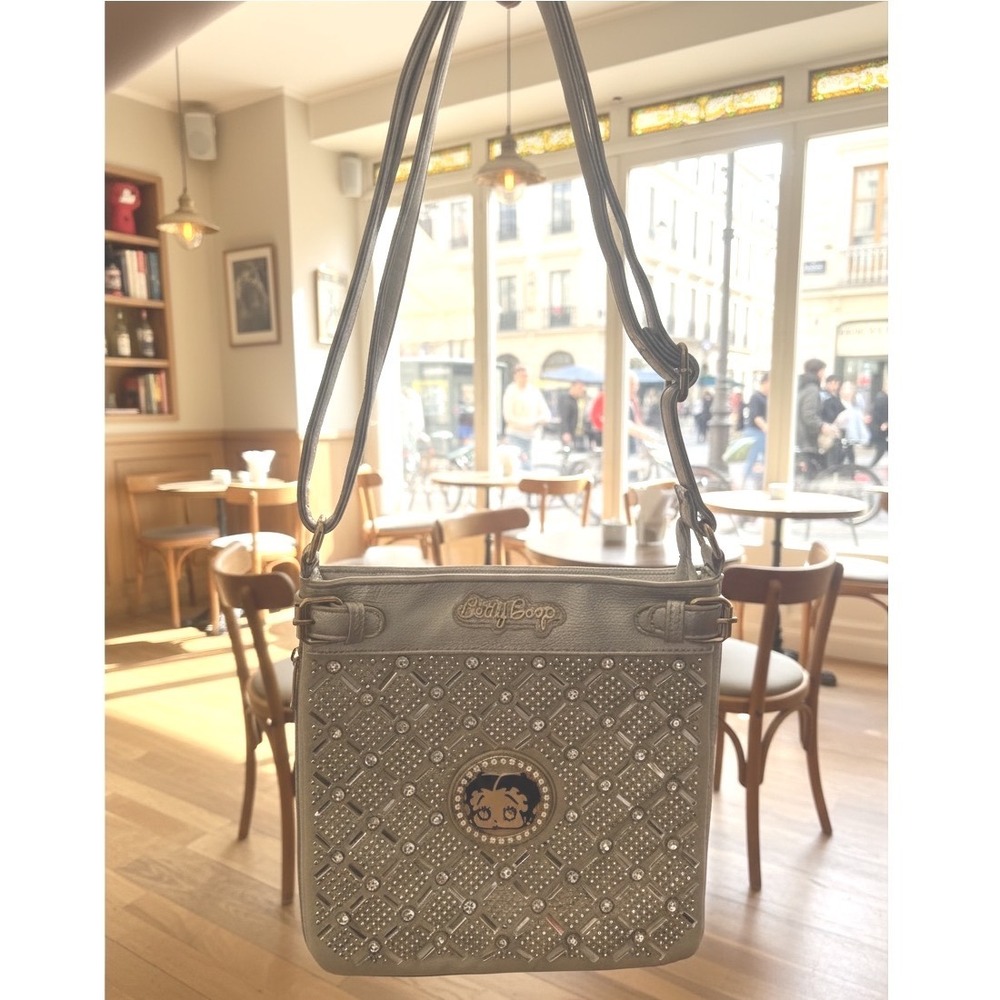 Betty Boop Silver Rhinestone Bling Crossbody Shoulder Bag Y2K